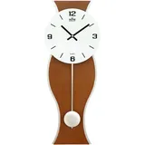 MPM Quality Design Pendeluhr, Dunkle Holz-Wanduhr, Hochwertige Verarbeitung Aus Holz Und Glas, Elegante Moderne Uhr, Präziser Quarz-Schrittmotor, Große Uhr Mit Pendel, Wohnzimmeruhren
