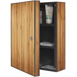 Banjado XXL Medizinschrank Abschliessbar 35x46x15cm Arzneischrank Anthrazit Aus Metall Mit Motiv Bambusholz