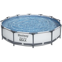 BESTWAY Steel Pro Max Frame Pool Set 366 x 76 cm lichtgrau inkl. Filterpumpe