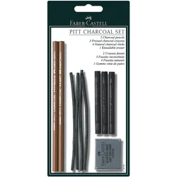 FABER CASTELL ReißkohlePitt Charcoal Set in den Härten M/S/ES auf Blisterkarte