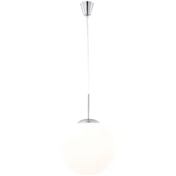 Pendellampe, Kugelform, Glas, Metall, D 30cm