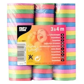 Papstar 3 Luftschlangen 4 m "Stripes" flammhemmend