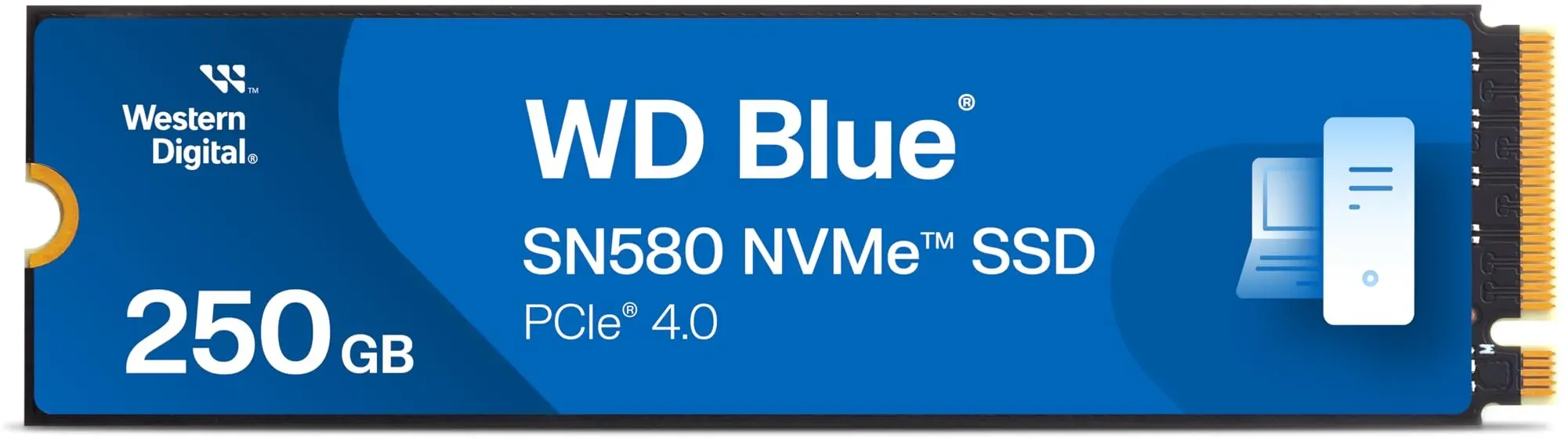 WD Blue SN580 NVMe SSD 250 GB (PCIe Gen4 x4, bis zu 4.000 MB/s Lesen, M.2 2280, nCache 4.0-Technologie) Blau