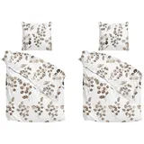 Heckett and Lane Bettwäschen 2er Set NOVI, 135 x 200 cm - Beige - Weiß - mit Reißverschluss - 2er Set