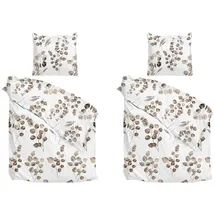 Heckett and Lane Bettwäschen 2er Set NOVI, 135 x 200 cm - Beige - Weiß - mit Reißverschluss - 2er Set