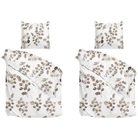 Heckett and Lane Bettwäschen 2er Set NOVI, 135 x 200 cm - Beige - Weiß - mit Reißverschluss - 2er Set