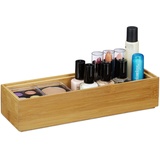 Relaxdays Ordnungsbox Bambus, stapelbar, natürliche Optik, Aufbewahrungsbox Küche, Bad, HxBxT: 5 x 23 x 7,5 cm, natur