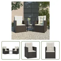 The Living Store 3-tlg. Garten-Lounge-Set mit Kissen Poly Rattan Schwarz - Schwarz