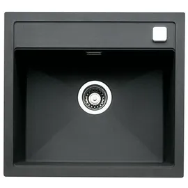 Naber Set Einbauspüle Angola 56 granit nero mit Armatur Drive 1S edelstahlfarbig/schwarz Schrankbreite 60 cm