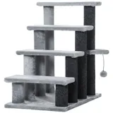 PawHut Haustiertreppe mit Kratzbaum Ball 4-stufig Grau 60 x 40 x 64 cm