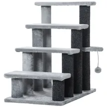PawHut Haustiertreppe mit Kratzbaum Ball 4-stufig Grau 60 x 40 x 64 cm