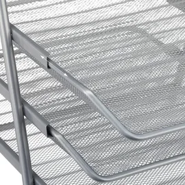 Relaxdays Dokumentenablage aus Metall, 3 Fächer, Mesh Design Schreibtischablage für A4 silber,