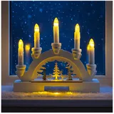 Hti-Living LED Schwibbogen weiß mit Rehen im Wald Batteriebetrieben