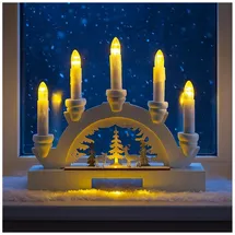 Hti-Living LED Schwibbogen weiß mit Rehen im Wald Batteriebetrieben