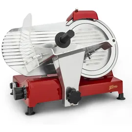 h.koenig Elektrischer Allesschneider MSX254, professionell, Schnitt 0-12 mm,Klinge 25 cm, eingebauter Schärfer, 282 rpm, Rot