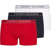 Trunk "3P TRUNK DTM", Herren, Gr. S (48), 3 Stk., rot (th wht, med rot, dsrt sky), Jersey, Obermaterial: 95% Baumwolle, 5% Elasthan, TOMMY HILFIGER UNDERWEAR, körpernah, Unterhosen, mit Logobund