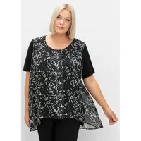 Sheego Blusenshirt »Blusenshirt aus Jersey und Chiffon«, schwarz-weiß gemustert