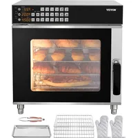 Vevor kommerzieller Konvektionsofen konventioneller Arbeitsplattenofen 58 L 2800 W Toasterofen mit Tür aus gehärtetem Glas, elektrischer Backofen mit Drahtgitter & Klemmtablett-Handschuhen