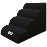 Galatée Hundetreppe, rutschfeste Haustiertreppe Mit 4 Stufen, Hundetreppe Für Hochbettsofa Mit Waschbarem Bezug, Hunderampen Aus Schwamm Mit Hoher Dichte, Tragbare Hundetreppe(Schwarz)