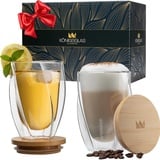 heidenfeld Original Königsglas Swing doppelwandige Gläser Set (2x 350 ml) - Latte Macchiato Gläser - Design Premium Glas - Cocktailgläser - Kaffe & Cappuccino Tassen - Teegläser Set - Thermogläser