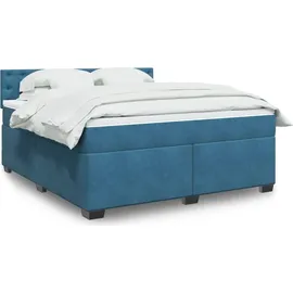 vidaXL Boxspringbett mit Matratze Blau 180x200 cm Samt