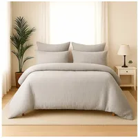 Wolkenfeld Premium Musselin Bettwäsche 200x220 mit Reißverschluss – Aus