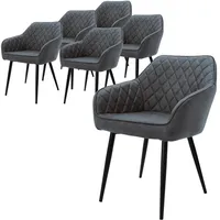 ML-Design 6er Set Esszimmerstühle Anthrazit Wohnzimmerstühle Küchenstuhl PU-Kunstleder