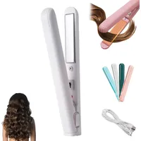 Mini Lockenstab mit Doppeltem Verwendungszweck, Minis Lockenstab für Kurze Haare, Lemateek Mini Flat Iron for Short Hair, 1/2 Inch Ceramic Plates, Fast, Glätteisen Kabellos für Alle Haartypen (Grau)