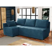 MIRJAN24 Ecksofa Nestor Cord, mit Bettkasten und Schlaffunktion, Rückenlehne in Form beweglicher Kissen blau