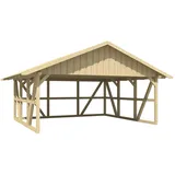 SKANHOLZ Skan Holz Carport Schwarzwald m. Dachschalung u. Rückwand 684 x 600 cm Natur