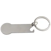 ohne Markename Metall-Schlüsselanhänger mit Einkaufschip, Flaschenöffner und Schlüsselring - k.A.