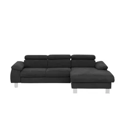 uno Ecksofa aus Velours Micky ¦ schwarz ¦ Maße (cm): B: 244 H: 72 T: 166.0