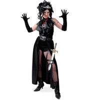KarnevalsTeufel Damenkostüm Vampir Body Gürtel-Rock und Jabot in schwarz Blutsauger (36)