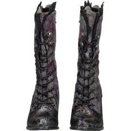 LAURA VITA Damen Stiefel florales Muster Spitze und Metallic Glanz Alcbaneo 351, Größe:40 EU, Farbe:Violett - Violett - 40
