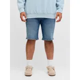 Jack & Jones PlusSize Shorts "JJIRICK JJORIGINAL SHORTS AT 999 PLS", Herren, Gr. 46 (6XL), N-Gr, blau denim, Web, Obermaterial: 54% Baumwolle, 33% Polyester, 7% Lyocell, 4% Viskose, 2% Elasthan, JACK & JONES PLUSSIZE, unifarben, regular fit knielang, Hosen Shorts