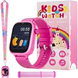 4G Kinder Smartwatch mit GPS und Anrufe, Armbanduhr Kinder Junge mädchen,mit Video Phone Call, Nachrichten, Schulmodus, SOS, Spiele Funktion,Rot - Rot