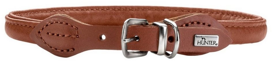 Hunter Tierbedarf Hunde-Halsband Halsband Round & Soft Canadian Up cognac Größe: S / Länge: 40 cm / Durchmesser: 8 mm / Verstellmöglichkeit: 33 - 37 cm