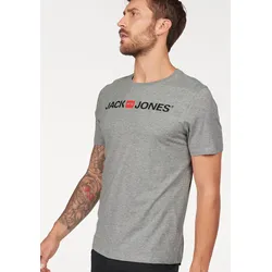 T-Shirt »JJECORP mit Print, vielseitig kombinierbar für den Alltag«, Logodruck, modisch, regular fit, Baumwolle, Rundhals, Gr. S, Light Grey Melange, , 55985319-S