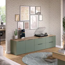Vicco Wohnwand, Wido, Grün/Sonoma, 3 Teile, (80 x 40 x 50 cm, Wohnzimmer, Wohnwände, Anbauwände