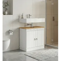 OTTO home Waschbeckenunterschrank OTTO HOME "Indra, Badschrank, Badmöbel, Badezimmerschrank", weiß, honig, B:64cm H:66cm T:32cm, Massivholz, Schränke, Waschbeckenunterschrank, aus massiver Kiefer, 2 Türen, FSC-zertifiziert