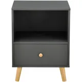 [en.casa] Beistelltisch, Dunkelgrau Holzwerkstoff, 1 Schubladen, Rechteckig, 40x54x30 cm Wohnzimmer, Wohnzimmertische, Couchtische
