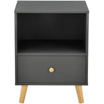 [en.casa] Beistelltisch, Dunkelgrau Holzwerkstoff, 1 Schubladen, Rechteckig, 40x54x30 cm Wohnzimmer, Wohnzimmertische, Couchtische