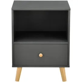 [en.casa] Beistelltisch, Dunkelgrau Holzwerkstoff, 1 Schubladen, Rechteckig, 40x54x30 cm Wohnzimmer, Wohnzimmertische, Couchtische