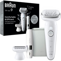 Braun Epilierer Silk-épil 9-341 SensoSmartTM, mit Rasier- und Trimmeraufsatz & Mini-Rasierer für das Gesicht silberfarben