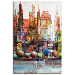 Wandbild ARTLAND "New York Stadtansicht", rot (farbe bild(er): rot), B:60cm H:90cm T:1,8cm, Canvas, Leinwand, Bilder, als Leinwandbild, Wandaufkleber in verschied. Größen