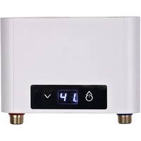 Mini Elektronischer Durchlauferhitzer Tankless Elektrische Durchlauferhitzer, Mini Instant Warmwasserbereiter Durchlauferhitzer für Badezimmer Küche, LED Große Display (Weiß,5500W ohne Duschset)