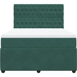 vidaXL Boxspringbett mit Matratze Dunkelgrün 140x200 cm Samt