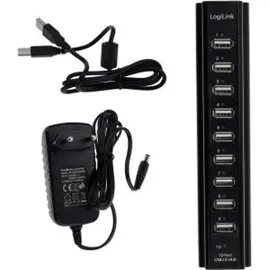 Logilink USB 2.0 Hub 10-Port inkl. Netzteil und LED Aktivitätsanzeige