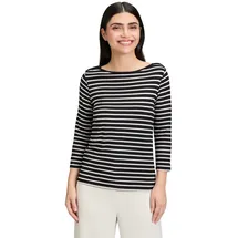 Betty Barclay 3/4-Arm-Shirt BETTY BARCLAY "Damen mit U-Boot-Ausschnitt", Damen, Gr. 42, schwarz (schwarz, beige), Jersey, Obermaterial: 95% Viskose, 5% Elasthan, Basic, tailliert normal, U-Boot-Ausschnitt, Shirts 3/4-Arm-Shirt