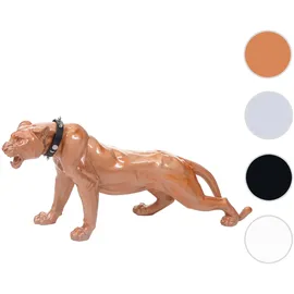 MCW Deko Figur Panther 59cm, Polyresin Skulptur Leopard, In-/Outdoor ~ antik hochglanz mit Halsband